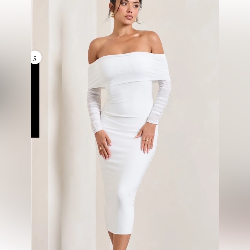 Club London White Off-Shoulder Dress